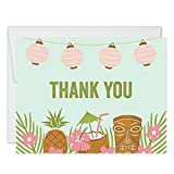 Luau Tropical Theme Thank You Cards with Envelopes ( Pack of 50 ) Folded Blank Island Palm Tiki Party Thank You Notes Graduation 30th Birthday Retirement Gift Thanks Notecards Excellent Value VT0021