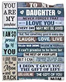 Daughter Blanket from Mom Family Love Quilt Letter Printed Quilts Mom for Daughter's Blanket Positive Encourage & Love Flannel Birthday Thanksgiving 50x60in