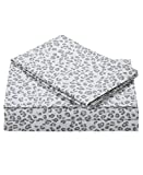 Juicy Couture – Sheet Set | Silver Leopard Design Bed Sheets| King Bedding | 4 Piece Set Includes Fitted Sheet, Flat Sheet and 2 Pillowcases | Deep Pockets, Wrinkle Resistant and Anti Pilling