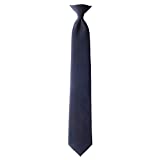 Jacob Alexander Uniform Solid Clip-On Tie with Buttonholes - Regular 20 inch - Navy Blue