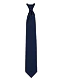 Jacob Alexander Men's Pre-Tied Solid Color Clip-On Neck Tie - Navy Blue