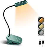 Glocusent Mini Rechargeable Clip-on Reading Light for Books in Bed, 16 LED Blue Light Filtered Book Light, Up to 80 Hours, 3 Color Modes & 5 Brightness Levels, Perfect for Bookworms, Kids & Travel