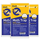 MothPrevention Powerful Moth Trap Refill Strips | 3X Twin Packs (6 Strips in Total) - for Clothes Closet Moths - Clothes Moth Traps | Moth Pheromone Traps for House | Results Guaranteed!