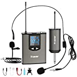 Travor Wireless Microphone System Headset/Lavalier Lapel Mic 164ft Range with Rechargeable Bodypack Transmitter & Receiver 1/4" Output for Live Performances, Support Phone