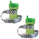 PBnJ Baby SippyPal Sippy Cup Holder Strap Leash Tether (Gray Chevron 2-Pack)