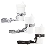 BooginHead SippiGrip Sippy Cup Strap & Baby Bottle Holder 3-Pack, Black & Chevron