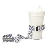 BooginHead Baby Toddler SippiGrip Sippy Cup Holder Strap, Chevron Gray