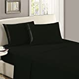 Mellanni King Flat Sheet - Hotel Luxury 1800 Bedding Cooling Top Sheet - Softest Sheets - Wrinkle, Fade, Stain Resistant - 1 King Size Flat Sheet Only (King, Black)