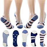 5 Pack Cute No Show Socks for Women Low Cut Ankle Invisible Hidden No Slip Athletic Footies for Sneakers Vans Shoes