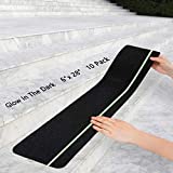 Q-Hillstar Non Slip Stair Treads with Glow in Dark Stripe (10-Pack), 6" X 28" Waterproof Non Slip Stair Tape, Pre-Cut Non Skid Step Strip, High Traction Friction Abrasive Adhesive Tape