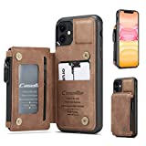 iPhone 11 Wallet Case with Card Holder, Zttopo Premium Leather Zipper Card Slots Case Wallet with [RFID Blocking], Durable Shockproof Cover Money Pocket for iPhone 11 6.1 Inch (Brown)