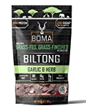 Boma Biltong (Garlic & Herb) - Grass Fed, Grass Finished Air-Dried Beef Snack, Keto, Paleo, Whole30 Friendly, Carnivore Diet, South African Beef Jerky, Gluten Free, Soy Free, No Nitrates, No Hormones, No Antibiotics, (4 Ounce)
