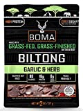 Boma Biltong (Garlic & Herb) - Grass Fed, Grass Finished Air-Dried Beef Snack, Keto, Paleo, Whole30 Friendly, Carnivore Diet, South African Beef Jerky, Gluten Free, Soy Free, No Nitrates, No Hormones, No Antibiotics, No MSG, (2 Ounce)