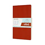 Moleskine Volant Journal, Soft Cover, Large (5" x 8.25") Ruled/Lined, Coral Orange/Aqua Blue, 96 Pages (Set of 2)