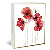 Graphique Watercolor Flowers Greeting Cards | 20 Pack | All Occasion Blank Note Cards with Envelopes | 4 Assorted Floral Designs with Gold Foil Borders | Boxed Set for Personalized Notes | 4.25" x 6"