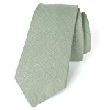 Spring Notion Men's Linen Blend Skinny Necktie Sage Green Tie for Men
