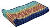 Yoga Meditation Mat | Fitness Exercise | Lightweight Thick Multipattern | Blue Red | Picnic Beach Ground | 72 Long 36 Wide Inches | Handmade Traditional Sabai Grass Floor Mat | Indoor Outdoor