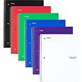 Five Star Spiral Notebooks, 1 Subject, Wide Ruled Paper, 100 Sheets, 10-1/2" x 8", Assorted Colors, 6 Pack (38042)