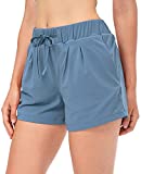 Lavento Women's Workout Shorts Quick-Dry Pocket Yoga Running Athletic Shorts (Ocean Blue, 8)