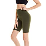 Uthando High Waisted Biker Shorts for Women Yoga Pants (Olive Green, Large)