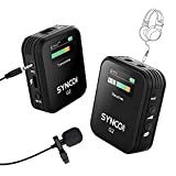 SYNCO Wireless Lavalier Microphone, G2(A1) 2.4G Lavalier 1 Transmitter & 1 Receiver Lapel Mic for Vlog Streaming YouTube for DSLR Camera Smartphone Tablet, Wireless-Go-2-Microphone-for-Camera