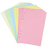 A5 Colorful 6-Hole Punched Ruled Refills Inserts for Personal Size Organizer Binder, 5-Color Loose Leaf Planner Filler Paper, 50 Sheets/100 Pages,Ruled (8 1/4 x 5 5/8")