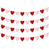 Valentines Day Decoration-3.9 Inches Valentine's Day Decor Heart Banner Pink&Red Pack of 40 NO DIY Valentine's Day Heart Felt Garland for Valentines Day Anniversary Wedding Party Supplies Decorations