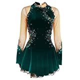 Women's Girls' Ice Skating Dress White Black Purple Velvet High Elasticity Competition Skating Wear Warm Handmade