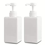 Pump Bottle, 15oz/450ml Refillable Plastic Empty Lotion Soap Dispenser Liquid Container for Shampoo or Body Wash, 2 Pack White