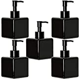 Youngever 5 Pack Black Plastic Square Pump Bottles, Refillable Plastic Pump Bottles for Dispensing Lotions, Shampoos and More (8 Ounce)