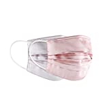 PALE MALE BOX FABRIC FACE MASKS Water Repellent Pleated Style Nose Wire (SATIN-2PCS:(ROSE-GOLD, SILVER))