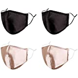 Cloth Reusable Face Silk Mask Women Men Satin Black Pretty Funny Breathable Designer Winter Adult Gifts 3 D Layer Adjustable Washable Anime Cute Cotton Fashionable Sports Black Champagne