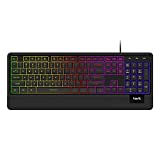 Havit Wired Keyboard, USB Quiet Backlit Computer Keyboard Ergonomic LED Gaming Keyboards Wrist Rest 104 Keys for Office PC Desktop Laptop Game Black