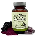 Herbal Roots Black Elderberry Capsules - Max Strength 4,300mg - Made with Organic Sambucus - Immune Support - Vegan and Pure - Made in The USA