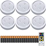 Brilliant Evolution LED Puck Light 6 Pack with Remote & 18 Batteries Included - Wireless LED Under Cabinet Lighting - Under Counter Lights for Kitchen - Stick On Battery Operated Lights