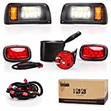 9.99WORLD MALL Universal Golf Cart 12 Volt LED Headlight and Tail Light Kit for Club Car DS Carts Gas & Electric Models,with upgrade headlights, amber turn signals, brake lights