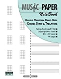 MUSIC PAPER NoteBook - Ukulele, Mandolin, Banjo, Bass, Chord, Staff & Tablature