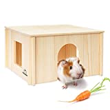PAWCHIE Wooden Hut with Windows - Detachable and Large Size Wood House, Suitable for Guinea Gigs, Hamsters, Chinchillas and Other Small Animals Hideou