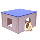 HERCOCCI Wooden Guinea Pig House, Chinchilla Hut with Hideout Window Habitat Cage for Guinea Pig Chinchilla Hamster