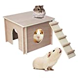 PINVNBY Wooden Guinea Pig Hideout Chinchilla House Hut with Windows Natural Handcrafted Detachable Hamsters Small Animal Hideout Habitat Cage Hut Chew Toy