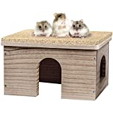 Guinea Pigs Wood House with Window, Small Animals Hut Hideout, Natural Habitat Cage for Guinea Pigs, Hamsters, Chinchillas (Hut Hideout #02)