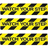 3Pack Watch Your Step Non-Slip Stair Warning Sticker Adhesive Tape Help Prevent Falls Anti Slip Abrasive Treads for Workplace or Home Safety Wet Floor Caution, 6" x 24"