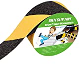 Anti Slip Tape, High Traction,Strong Grip Abrasive, Not Easy Leaving Adhesive Residue, Indoor & Outdoor (2" Width x 190" Long, Hazard - Black and Yellow)