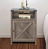 Rainbow Sophia Farmhouse End Table Side Table with Cabinet and Shelves, Washed Oak