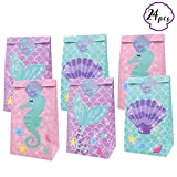 Yaaaaasss! Little Mermaid Party Favor Bags Mermaid Candy Bags Under The Sea Party Supplies Goodie Bags, Set of 24