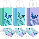 Zonon 18 Pieces Mermaid Party Favors Bags Mermaid Party Presents Bag Set Little Mermaid Tail Goodies Bag for Candy, Chocolate, Accessories, Little Decorations, Games, Birthday Party Supplies