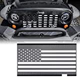 Xprite Aluminum Alloy Grill Insert Mesh with Black & White America U.S Flag Compatible with 2007-2018 Jeep Wrangler JK Stock Grille