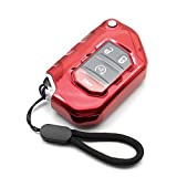 MECHCOS Compatible with 2020 2021 Jeep Wrangler JL JLU Rubicon Jeep Gladiator JT Sahara JLU OHT1130261 Red TPU Flip Key Fob Cover Case Remote Holder Skin Protector Keyless Entry Sleeve Accessories