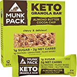 Granola Bar Almond Butter Cocoa Chip | Munk Pack Low Carb Keto & Plant Based Snacks | Non-GMO | Low Sugar, Erythritol Free Snack and Breakfast Bars | 12 Bars