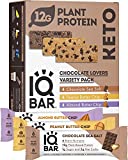 IQBAR Brain and Body Keto Protein Bars - Chocolate Lovers Variety Keto Bars - 12-Count Energy Bars - Low Carb Protein Bars - High Fiber Vegan Bars and Low Sugar Meal Replacement Bars - Vegan Snacks